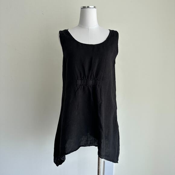 Bodil Linen Top Womens Small Lagenlook Asymmetric Cottage Flowy Boho Coastal - Picture 2 of 13